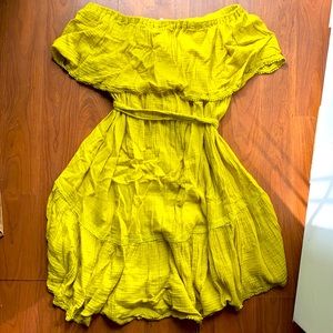 Anthropology yellow summer sun dress off the shoulder light and airy size 1x